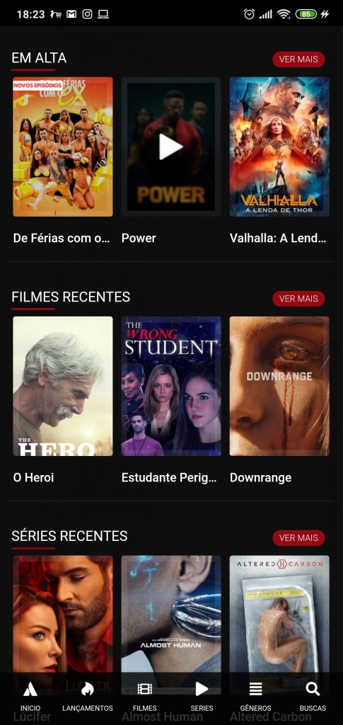 App de filmes e séries grátis