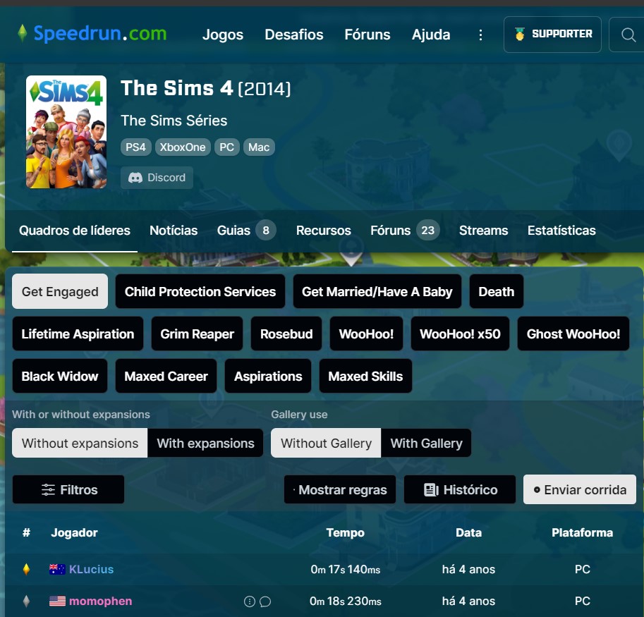 speedrun.com the sims 4